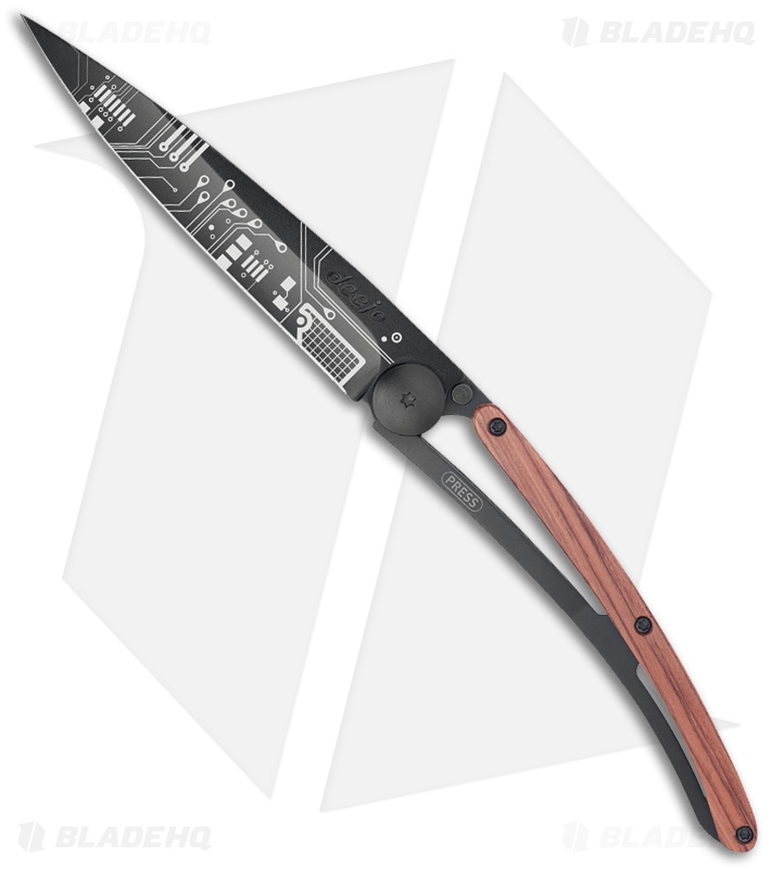 Deejo Tattoo Black 37g Circuit Ultra-Light Frame Lock Knife Coral (3.75" Black)