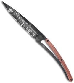 Deejo Tattoo Black 37g Circuit Ultra-Light Frame Lock Knife Coral (3.75" Black)