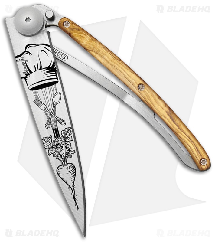 Deejo 37g Chef Ultra-Light Liner Lock Olivewood (3.75" Satin )