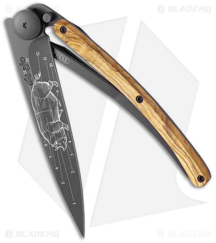 Deejo 37g Prime Cut Ultra-Light Liner Lock Olivewood (3.75" Black )