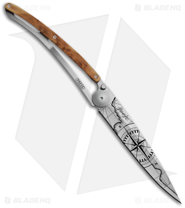 Deejo Left Hand Terra Tattoo 37g Ultra-Light Knife Wood (3.75" Bead Blast)