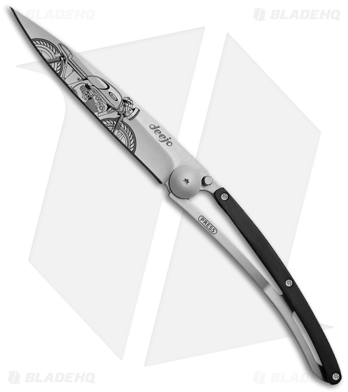 Deejo 37g Cafe Racer Ultra-Light Liner Lock Knife Ebony Wood (3.75" Satin)