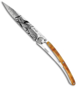 Deejo Turtle 37g Aviation  Frame Lock Knife Turtle Shell (3.75" Satin)