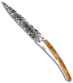 Deejo Turtle 37g Frame Lock Knife Polynesia Turtle Shell (3.75" Satin)