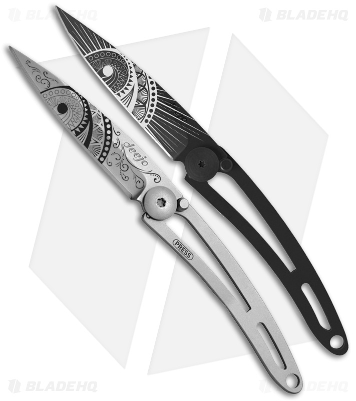 Deejo Yin & Yang 15g Frame Lock Knives Satin / Black - Set