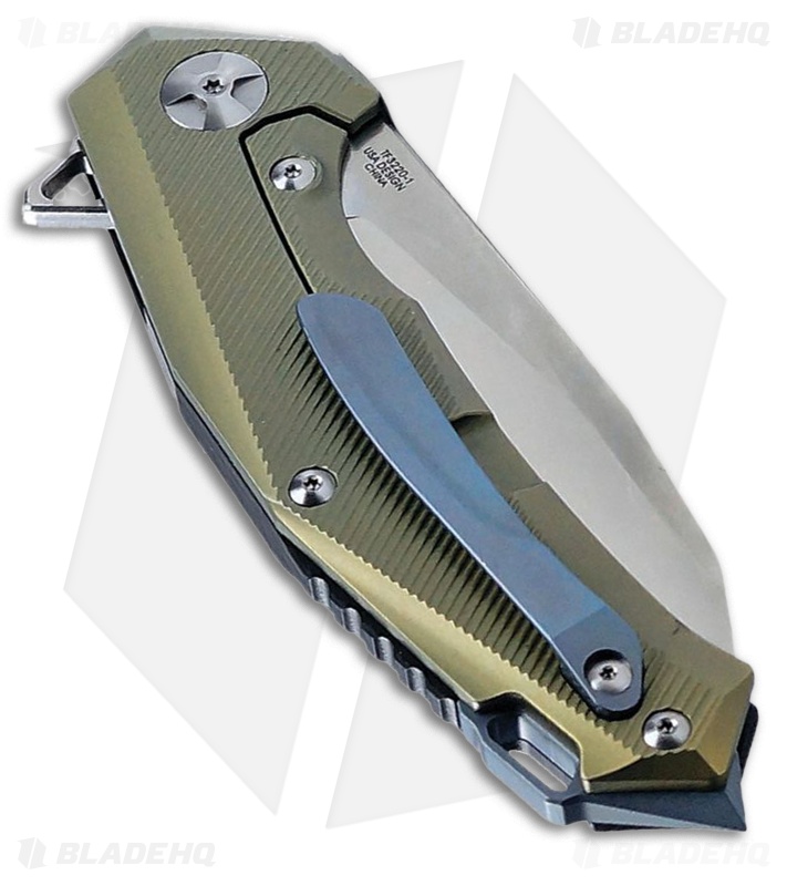 Defcon JK Hybrid Flipper Black G10/ Green Ti (3.625" Stonewash)