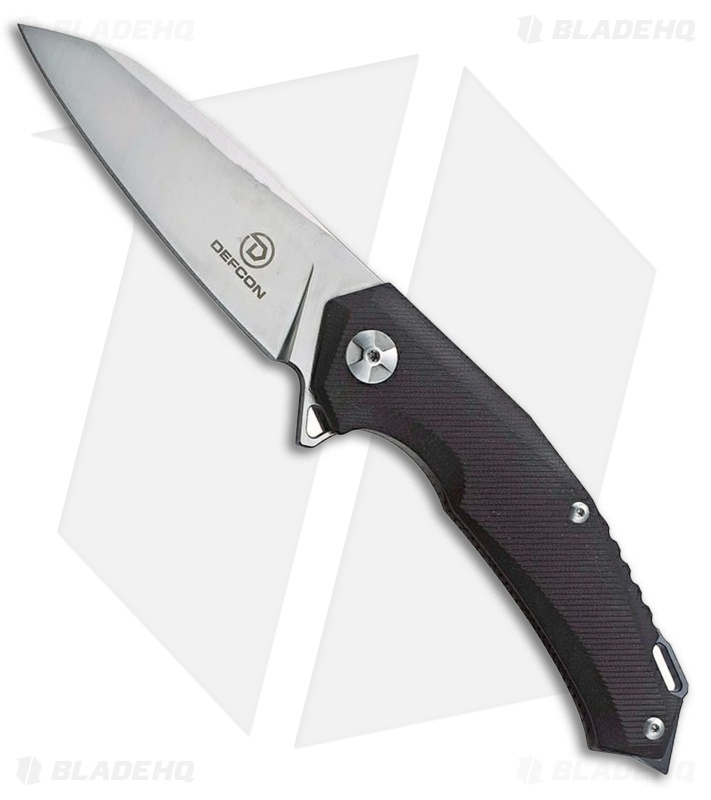 Defcon JK Hybrid Flipper Black G10/ Green Ti (3.625" Stonewash)