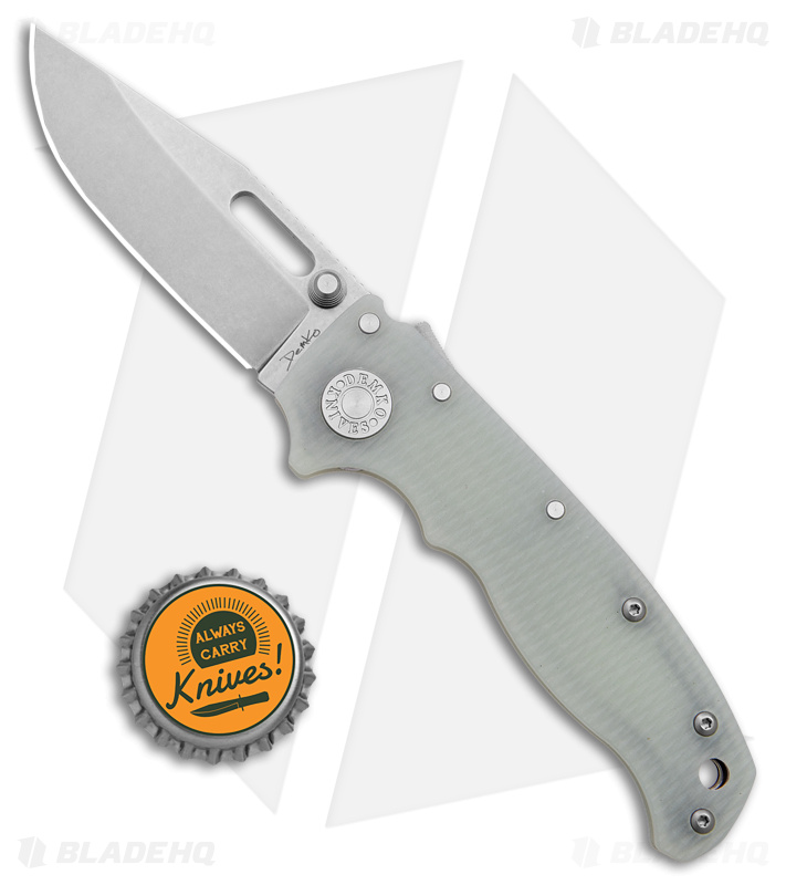 蟷螂子　WHITE OUT シルクスクリーン ED20 Demko AD20.5 Clip Point Knife S35VN + Natural G-10 (3.2