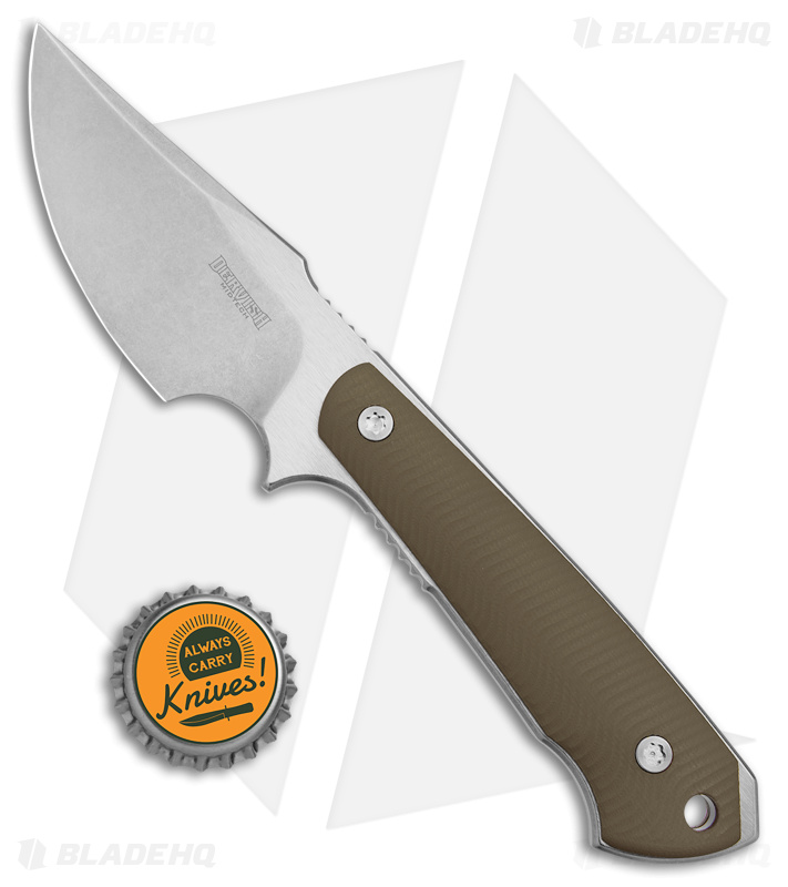 Dervish Knives Prima Fixed Blade Knife OD Green G-10 (3.5" Two-Tone)