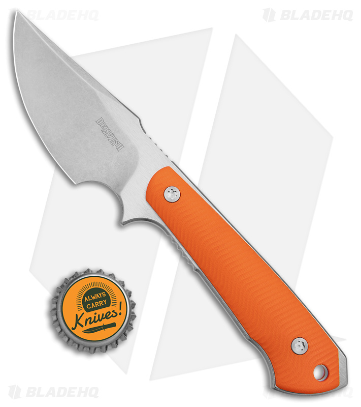 Dervish Knives Prima Fixed Blade Knife Orange G-10 (3.5" Two-Tone)