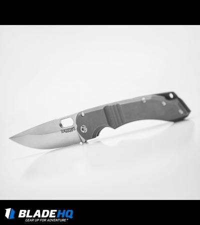 Dervish Knives Navajo EDC Midtech Frame Lock Knife Titanium (3.375" Stonewash)
