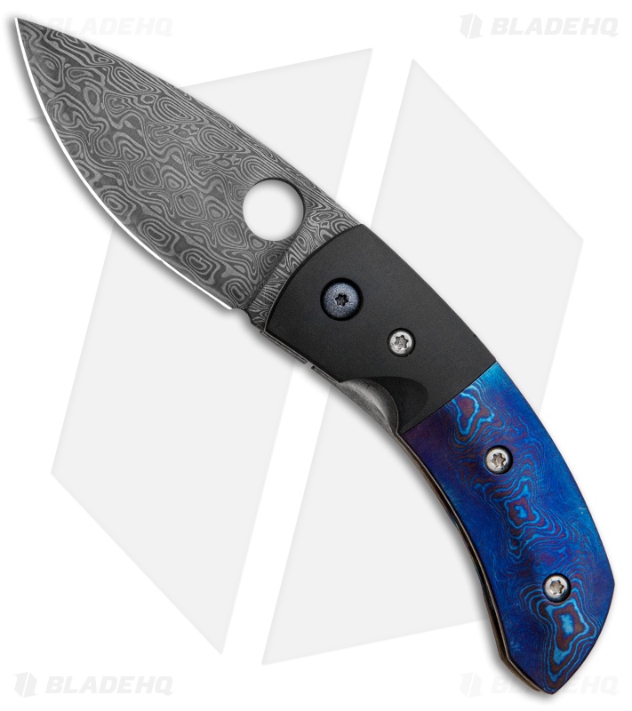 Deviant Blades Chinese Custom Frame Lock Knife Zirconium/Zlati (2.8" Damasteel)