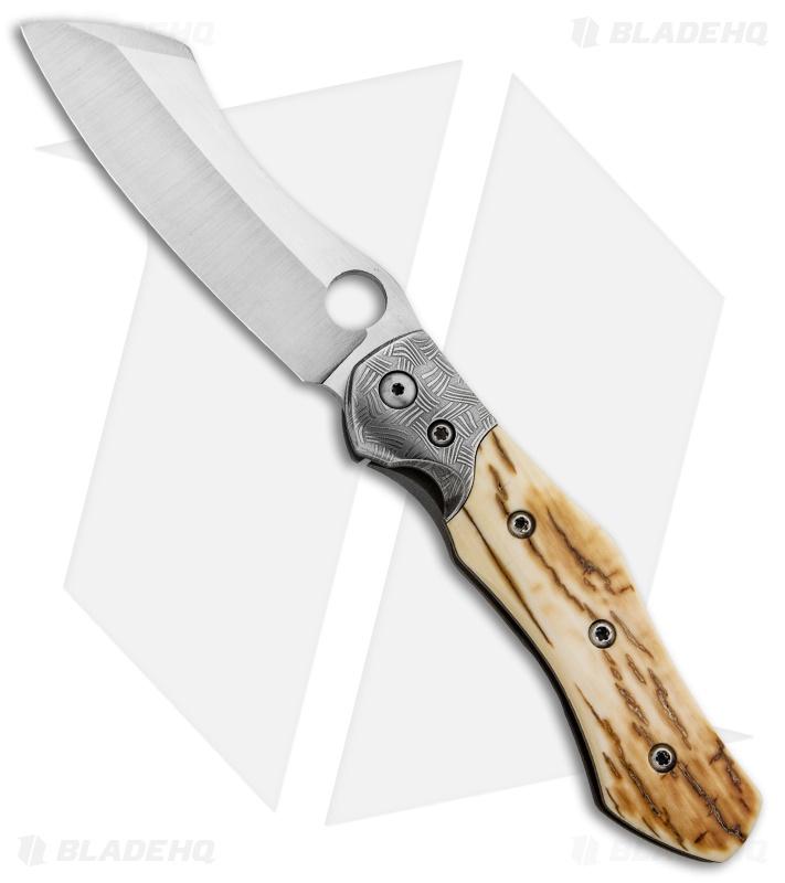 Deviant Blades Prototype Frame Lock Knife Damascus/Mammoth Ivory (3.8" Satin)
