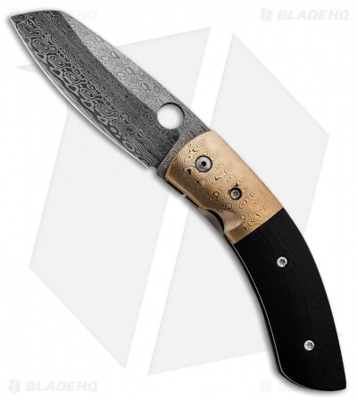 Deviant Blades Whale Frame Lock Knife Mokume/Black G-10 (3.7" Damasteel)
