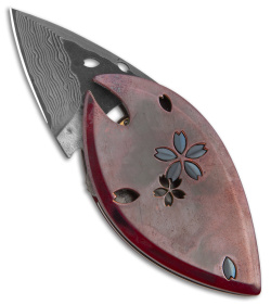 Dew Hara Custom Knives KAO Liner Lock Knife Hido Copper/Blue Ti (1" Damascus)