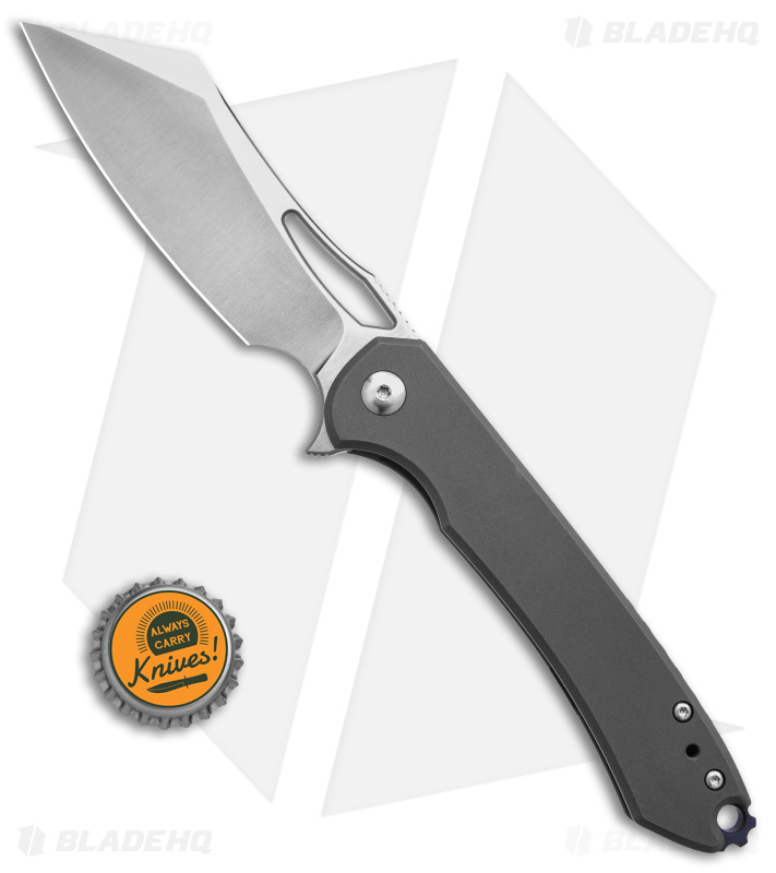 DROP + Ferrum Forge Buc Frame Lock Knife Gray Titanium (3.5" Satin)