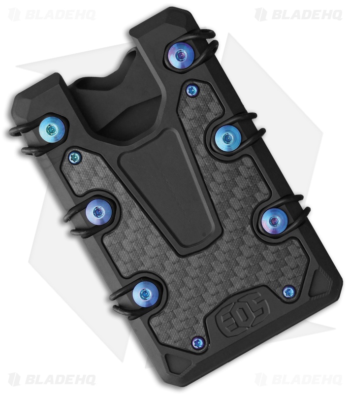 EOS 3.0 Wallet Titanium Black Carbon Fiber Inlays | Blue Anodized Hardware