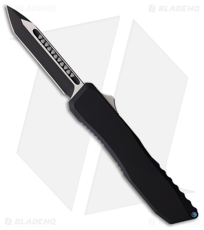 EOS Harpoon Tanto OTF Knife Black Aluminum w/ Blue Clip (3.75" Two-Tone)