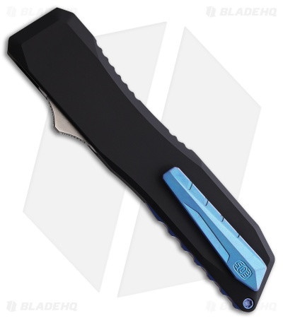EOS Harpoon Tanto OTF Knife Black Aluminum w/ Blue Clip (3.75" Two-Tone)