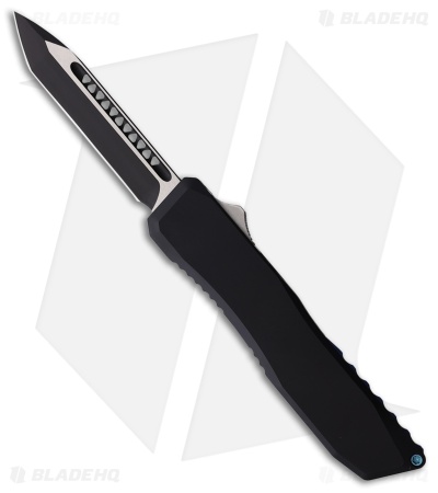 EOS Harpoon Tanto OTF Knife Black Aluminum w/ Blue Clip (3.75" Two-Tone)