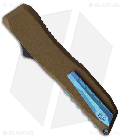EOS Harpoon Dagger OTF Knife Tan Venti In Texture w/ Blue Clip (3.75" Two-Tone)