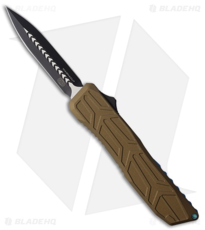 EOS Harpoon Dagger OTF Knife Tan Venti In Texture w/ Blue Clip (3.75" Two-Tone)