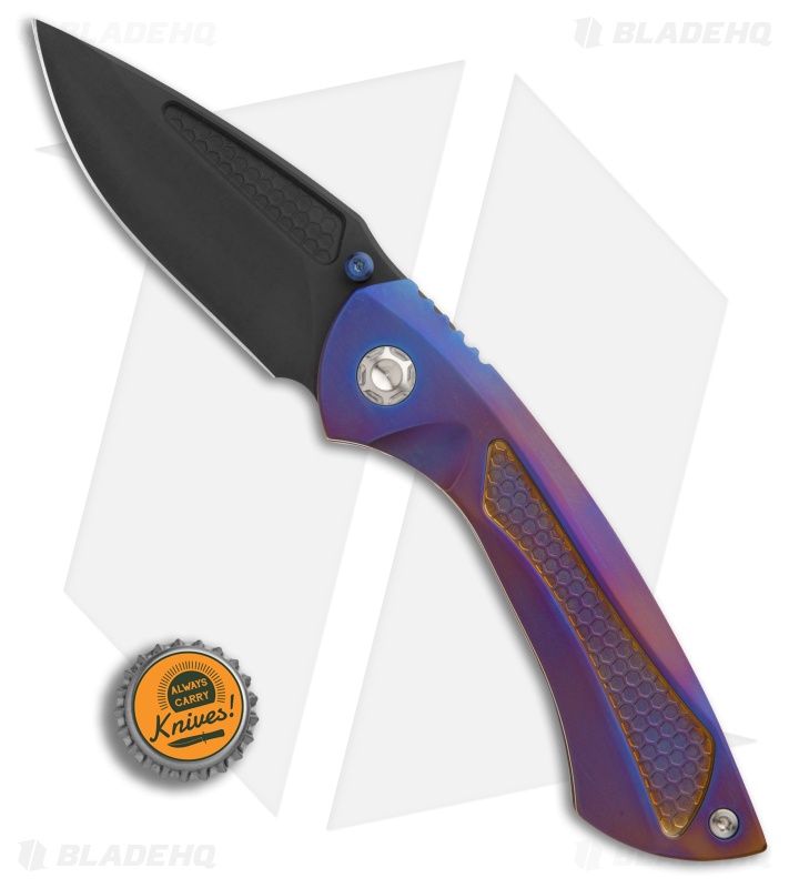 EOS Dorado Frame Lock Knife Purple/Bronze Ti (3.6" Black)