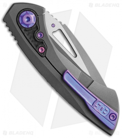 EOS Dorado S Frame Lock Knife Black DLC Ti/CF Purple (3" TT) 