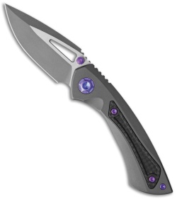 EOS Dorado S Frame Lock Knife Black DLC Ti/CF Purple (3" TT) 