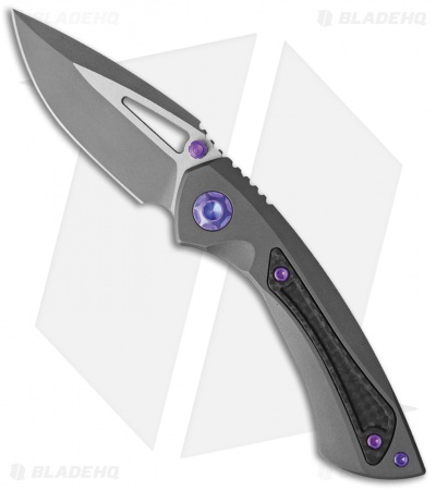 EOS Dorado S Frame Lock Knife Black DLC Ti/CF Purple (3" TT) 
