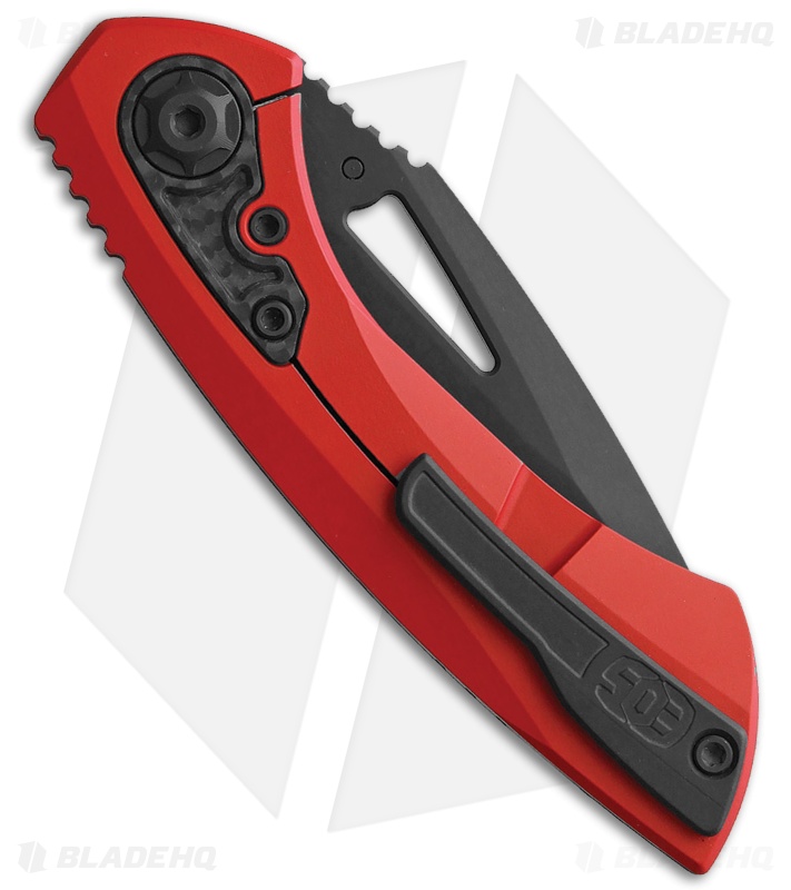EOS Dorado S Frame Lock Knife Red Titanium/CF (3" Black DLC) 