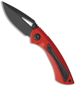 EOS Dorado S Frame Lock Knife Red Titanium/CF (3" Black DLC) 