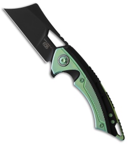 EOS Mini Nautilus Frame Lock Knife Black/Green Titanium (3.25" Black)