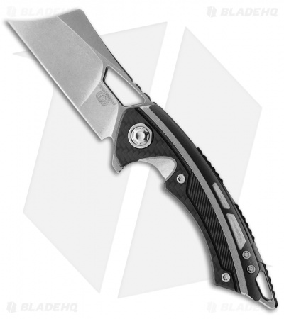 EOS Mini Nautilus Frame Lock Knife Black/Stone Wash Titanium (3.25" SW)