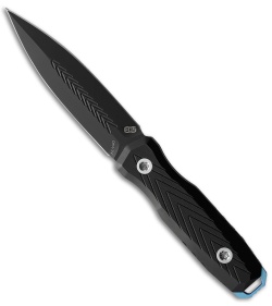 EOS Mini Thresher Fixed Blade Black G-10 Blue Knuck (3" Black)