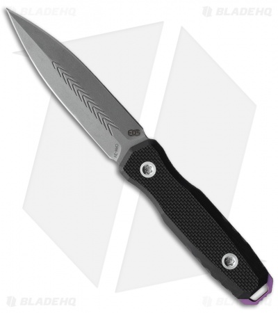 EOS Mini Thresher Fixed Blade Black G-10 Purple Knuck (3" Sasha)