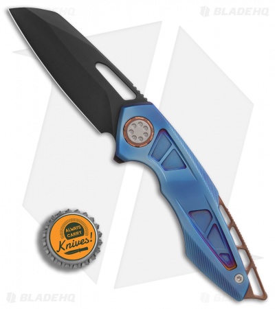 EOS Neptune Flipper Knife Blue Ti w/ Copper (3.1 Black DLC)