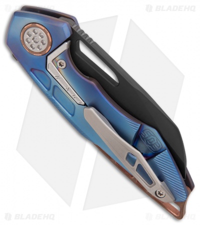 EOS Neptune Flipper Knife Blue Ti w/ Copper (3.1 Black DLC)