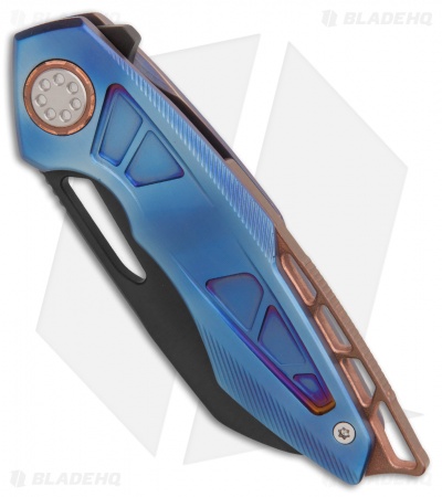 EOS Neptune Flipper Knife Blue Ti w/ Copper (3.1 Black DLC)