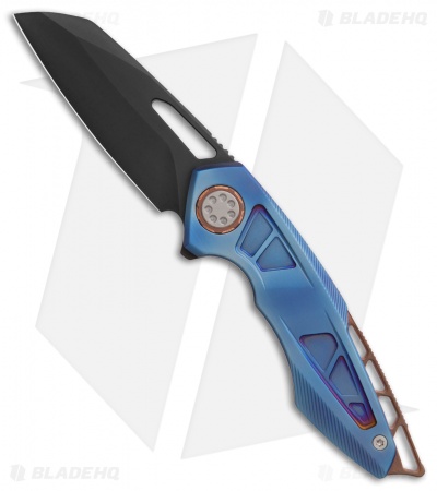 EOS Neptune Flipper Knife Blue Ti w/ Copper (3.1 Black DLC)