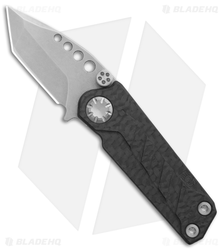 EOS Prawn Tanto Friction Folder Knife CF + Red Aluminum (2.1" Stonewash)
