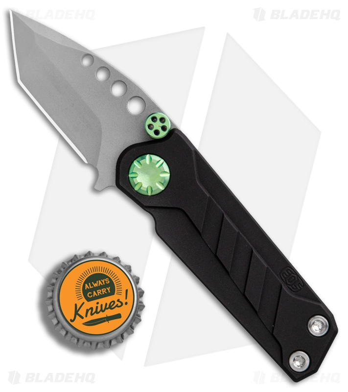 EOS Prawn Tanto Friction Folder Knife Black w/ Green Hardware(2.1" Bead Blast)