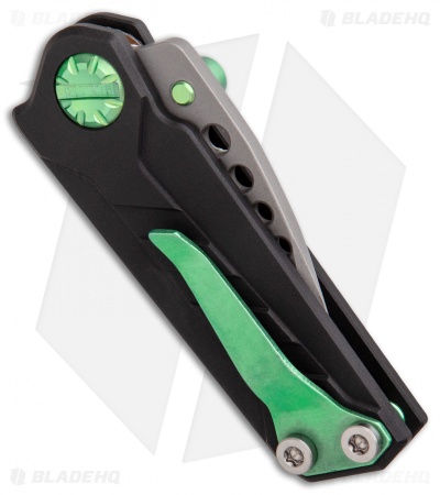 EOS Prawn Tanto Friction Folder Knife Black w/ Green Hardware(2.1" Bead Blast)