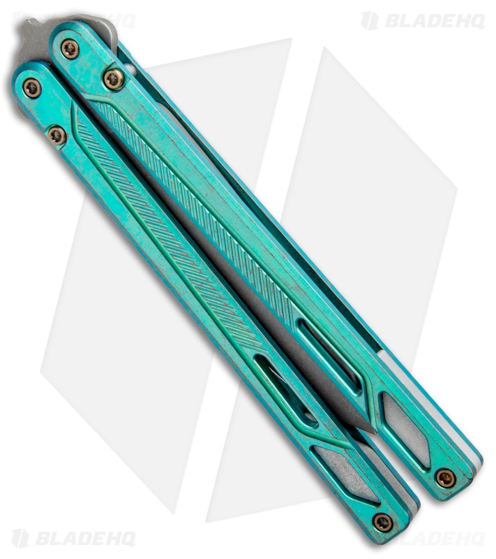 EOS Serpent Balisong Butterfly Knife Antique Green Ti (4.1" Stonewash)