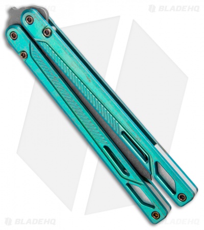 EOS Serpent Balisong Butterfly Knife Antique Green Ti (4.1" Stonewash)