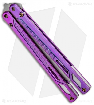 EOS Serpent Balisong Butterfly Knife Purple Ti (4.1" Stonewash)