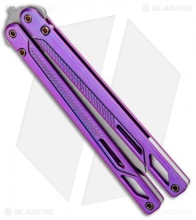 EOS Serpent Balisong Butterfly Knife Purple Ti (4.1" Stonewash)