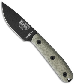 ESEE Knives ESEE-3 Fixed Blade Knife Green Micarta (3.88" Stonewash 1095HC)