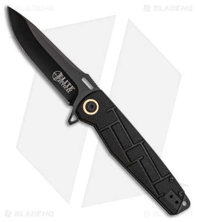 Elite Tactical Folder Liner Lock Knife Black Textured G-10 (3.5" Black)