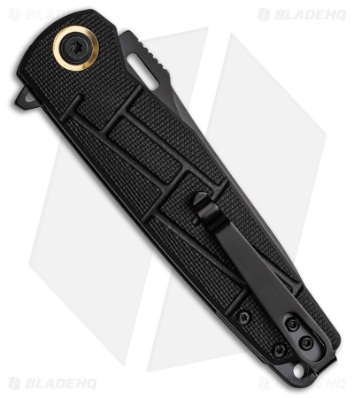 Elite Tactical Folder Liner Lock Knife Black Textured G-10 (3.5" Black Serr)